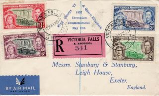 Southern Rhodesia 1937 Kgvi Coronation Set On Registered Cover To Uk
