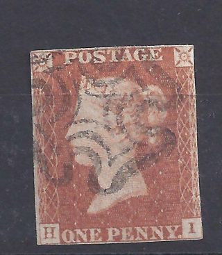 Gb,  Qv,  1d Red Imperf,  With Maltese Cross,  3 Margins