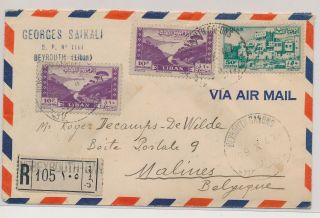 Lk52914 Lebanon Air Mail To Mechelen Registered Cover