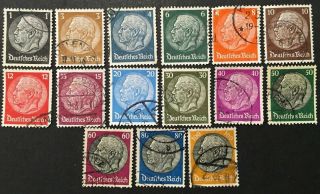 German " Pres Von Hindenburg " 1933 Full Stamp Set To 100pf All Vfu