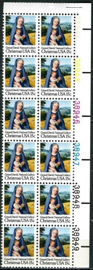 Sc 1799 - 1979 15¢ Christmas Virgin And Child - Nh Plate Block Of 12