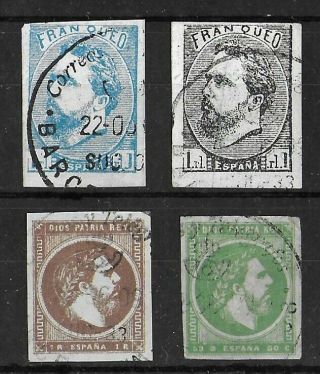Spain Basques & Navarre 1873 - 1874 Set Of 4 Stamps Yvert 1 & 3 - 4 Cv €600,