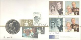 Great Britain - Philatelic - Numismatic Cover,  50th Royal Wedding Anniversary