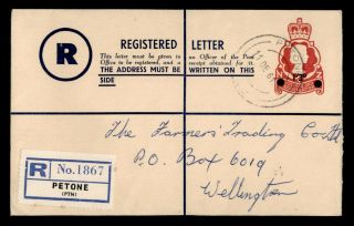 Dr Who 1961 Zealand Petone Registered Letter Stationery Overprint C121346