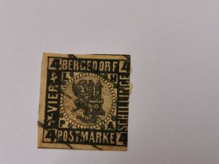 Old Germany - 4 Shilling - Bergedorf Stamp -