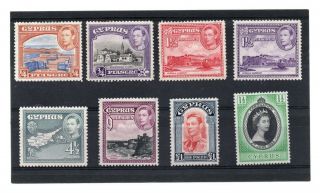 Cyprus Gv1/qe2 1938 - 53 Sel.  8 Val.  To £1 Hh.  C.  £106.  50