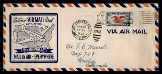 Dr Who 1938 Los Angeles Ca Namw Airmail Week Cachet E52565