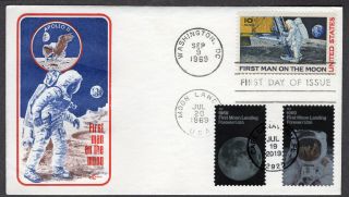 2019/1969 Moon Landing 50th Anniversary - Cover Craft Cachet Dual Fdc Pc572