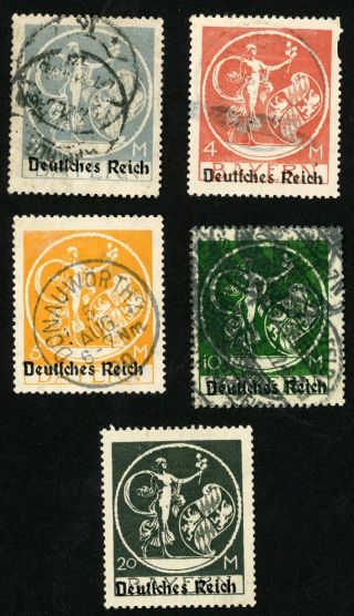 Bavaria,  Germany Stamps Scott 271 - 274 (, H) & 275 (mng,  Hr)