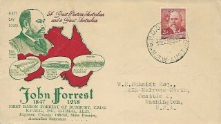 1949 Australia John Forrest On Wide World Fdc