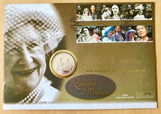 Isle Of Man 2000 Century Of Queen Mother 1 Crown Coin Cover Mercury Ltd Edition
