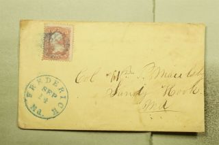 Dr Who 1860s Frederick Md Fancy Cancel Blue To Sandy Hook Md E44899