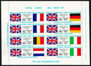 Post Strike 1971 Special Courier Sheet 3 Coloured Flags Um - Cinderella