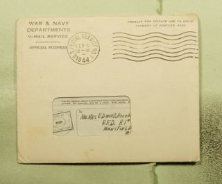 Dr Who 1944 Apo 9342 V - Mail Official To Usa Wwii Censored E67358