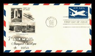 Dr Jim Stamps Us 7c Embossed Art Craft Fdc Postal Stationery Cover Air Mail