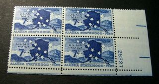 Us Plate Blocks Stamp Scott C53 Alaska Statehood 1959 Mnh L289