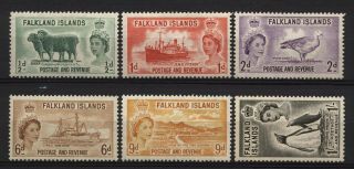 Falkland Islands 1955 Qeii Pre Decimal Multi Design Values Set Unmounted