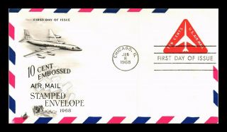 Dr Jim Stamps Us Ten Cent Embossed Air Mail First Day Cover Chicago
