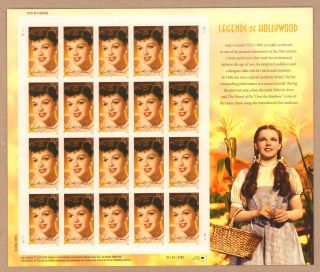 {bj Stamps} 4077 Judy Garland Hollywood Actress Mnh 39¢ Sheet Of 20 2006