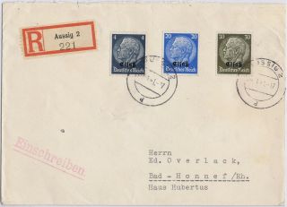 Germany 3rd Reich Alsace/sudetenland 1941 Cover With Mi 2,  9,  11 O/p Hindenburg