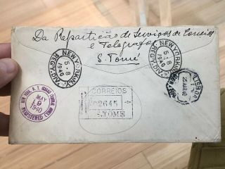 2 Old São Tomé Y Príncipe Portugal Colonial Postal Cover & RPPC Postcard To USA 2