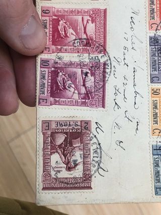 2 Old São Tomé Y Príncipe Portugal Colonial Postal Cover & RPPC Postcard To USA 4