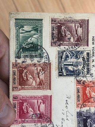 2 Old São Tomé Y Príncipe Portugal Colonial Postal Cover & RPPC Postcard To USA 5