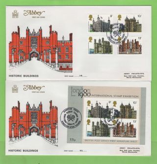 G.  B.  1978 Historic Buildings Set & M/s On Two Abbey First Day Covers Hampton
