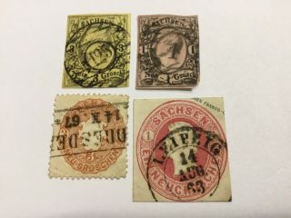 Old Stamps Saxony X 4