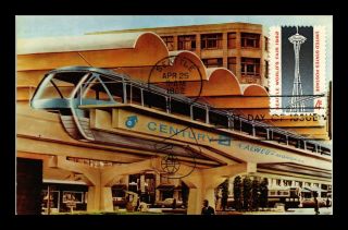 Dr Jim Stamps Us Century 21 Monorail Seattle Worlds Fair Scott 1196 Fdc Postcard