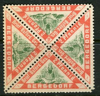 Germany; 1870s - 80s Early Local Privat Post Issue,  Bergedorf Block