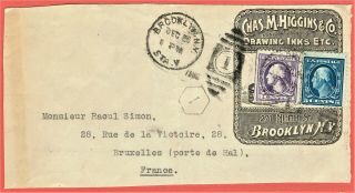 [ref:49] 1918 Front Of Cover From Brooklyn Ny To Brussels Belgium