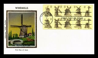 Dr Jim Stamps Us Windmills Colorano Silk First Day Cover Booklet Pane