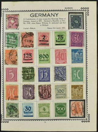 Germany Double Sided Album Page Of Stamps V9577