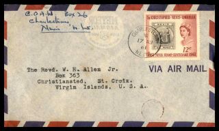 St Kitts Nevis & Anguilla 1961 12c Stamp Centenar Solo Frank Cover To Virgin Isl