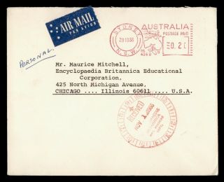 Dr Who 1966 Australia Sydney Metered Airmail To Usa E67570