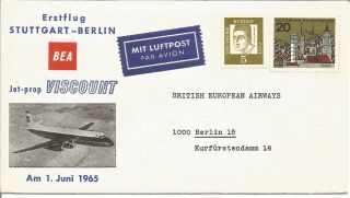 Boac Stuttgart - Berlin First Flight Aviation Cover 1965 Berlin Postmark Z1235