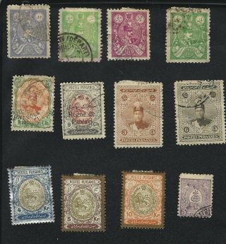 Postes Persanes Lot 12 Classic Stamps 1910 & Earlier
