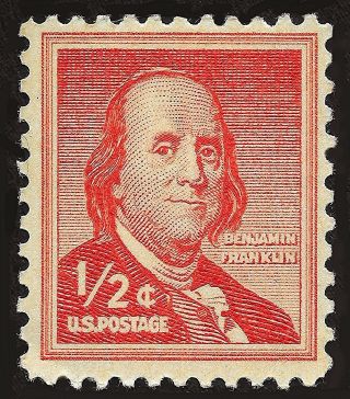 Us Postage Stamp 1/2 Cent - 1938 - Benjamin Franklin - Mnh - Og - Sc 803 -