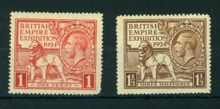 Gb George V 1924 British Empire Exhibition Set Of Stamps.  Sg 430 - 431.