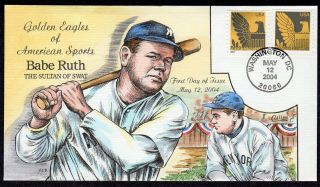 2004 Golden Eagles & Us Sports - Collins Babe Ruth Hand Painted Fdc B425