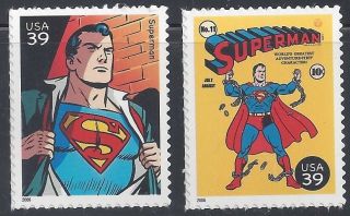 Scott 4084a 4084k Single Set Of 2 Stamps Dc Comics Superman Mnh