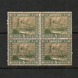 Saar (saargebiet) 1922 Block Of Three Centimes Colliery Stamps Unmounted