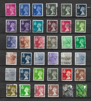 1971 Qeii Northern Ireland Selection Of 36 Vfu Different Stamps