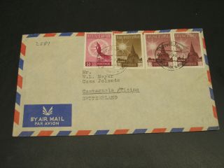 Thailand 1950s Airmail Cover To Switzerland 2881