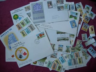 Isle Of Man Commemorative First Day Covers And Loose Stamps Late 1970s 1980 Vfn