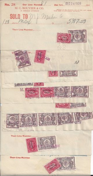 1928 Back Of The Book - Stock Transfer Revenue Stamps On Documents