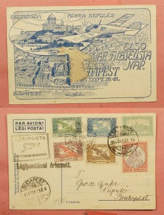 1924 Hungary Esztergom Flight Postcard To Budapest