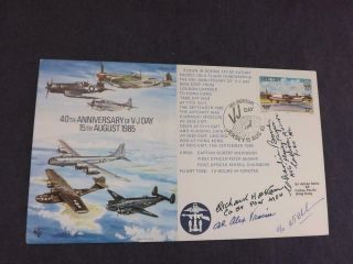 40th Anniversary Vj Day Flown Cover Signed By Charles Bond & 2 Pilots Mfl