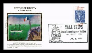 Dr Jim Stamps Us Statue Of Liberty Centennial Colorano Silk Fdc Cover Tall Ships
